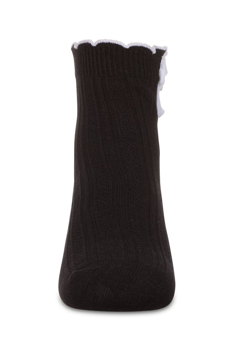 Floral Button Anklet Socks, Alternate, color, Black
