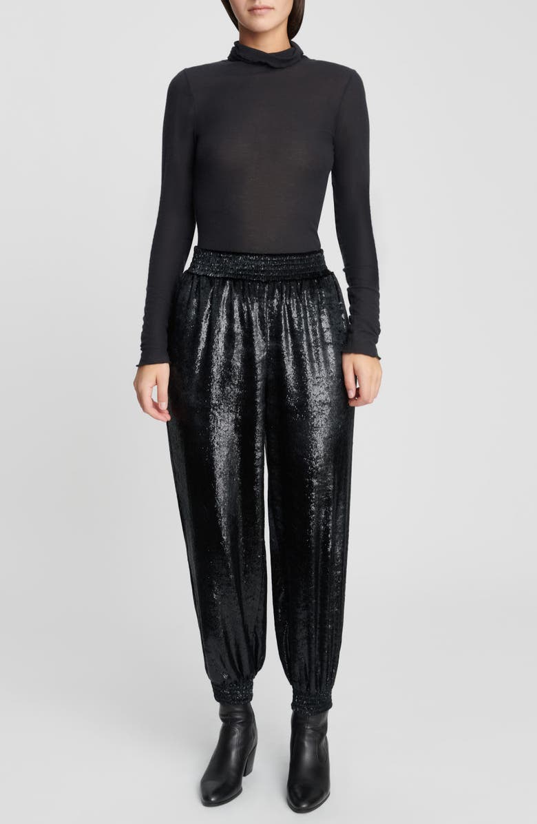 7 For All Mankind High Shine Joggers, Alternate, color, Black