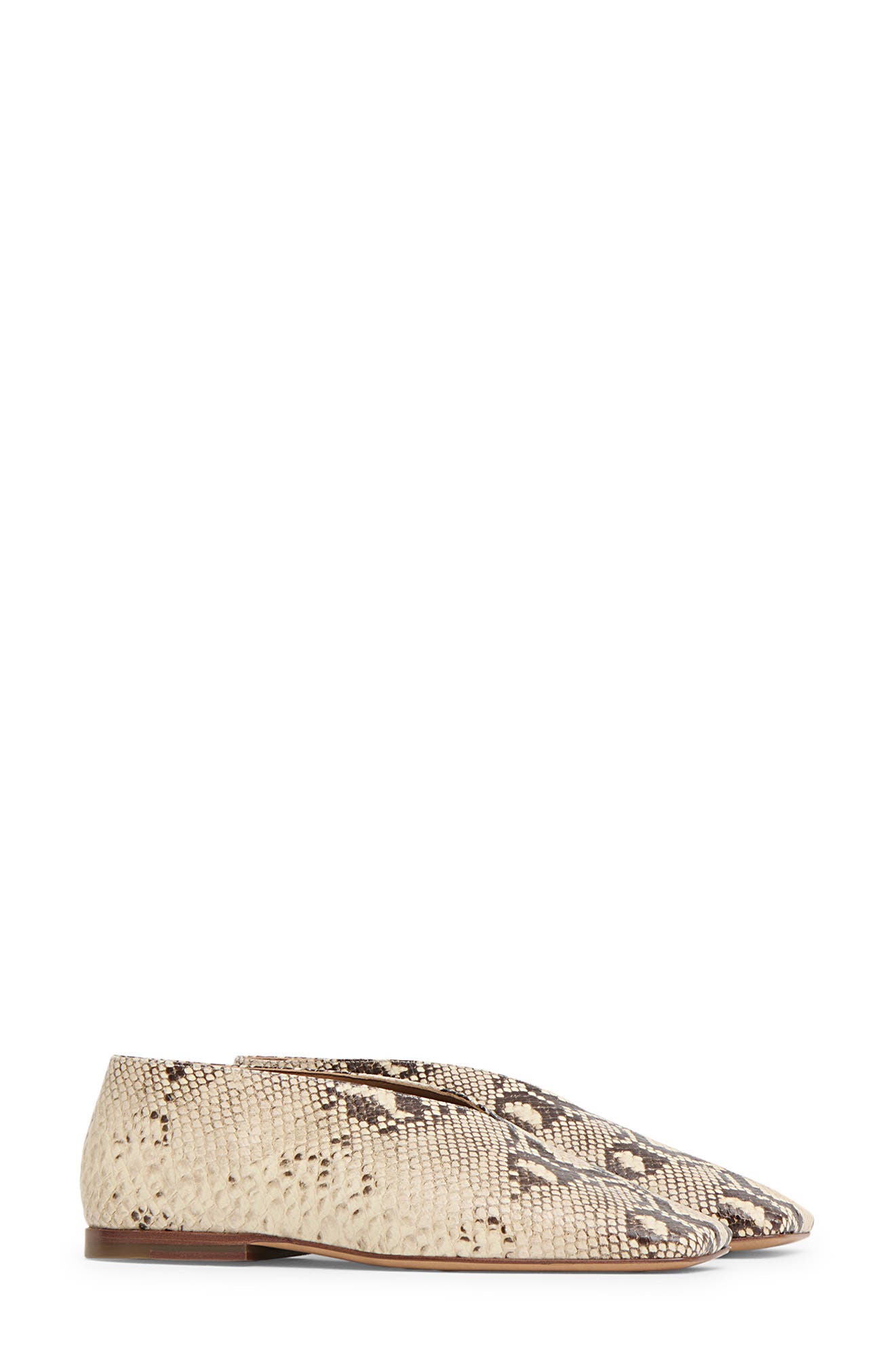 Mansur Gavriel Snakeskin Embossed Square Toe Flat, Main, color, 