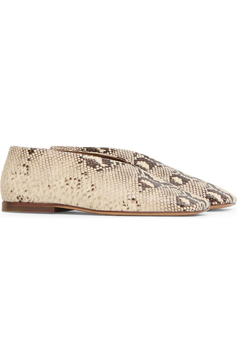 Mansur Gavriel Snakeskin Embossed Square Toe Flat, Main, color,
