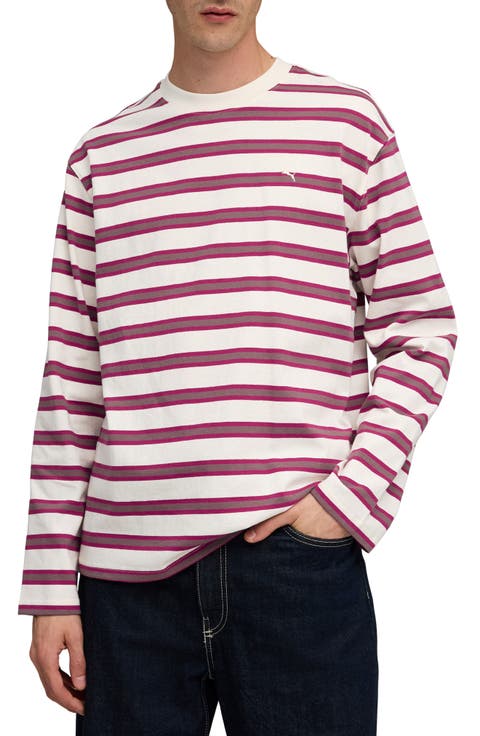 Machts Mit Qualitat Stripe Long Sleeve Cotton T-Shirt