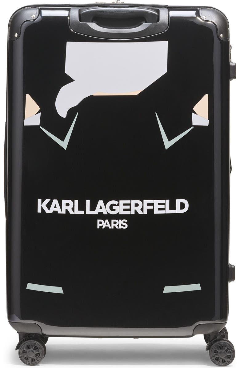 KARL LAGERFELD Karl in A Box Upright Suitcase, Alternate, color, Black