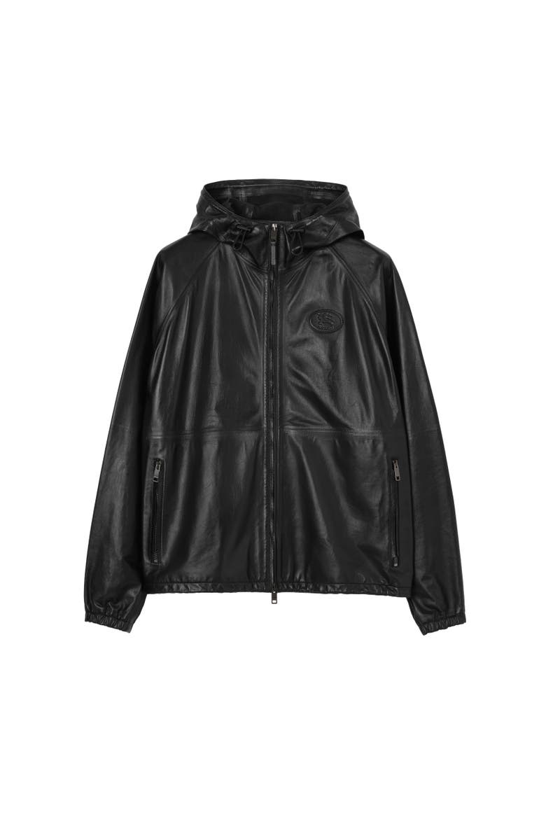 Leather Clapton Hooded Jacket, Alternate, color, Black