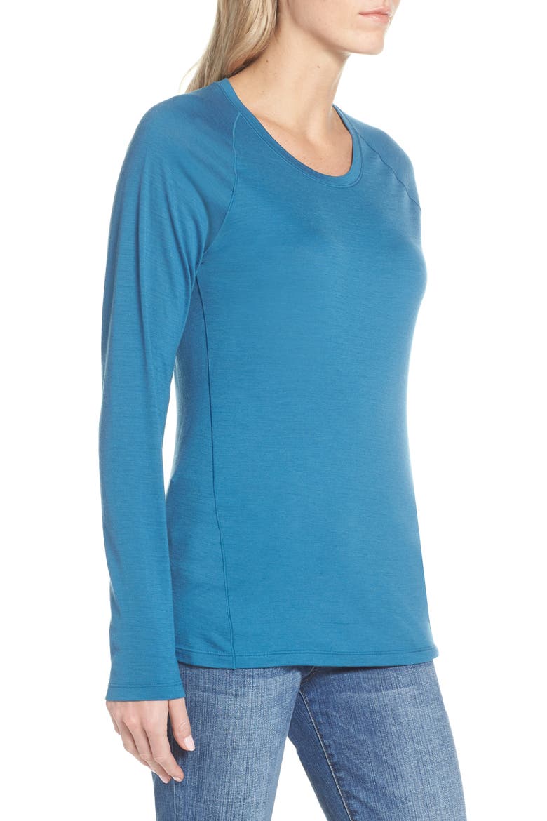 Merino Wool 150 Base Layer Top, Alternate, color, LIGHT BLUE MARLIN