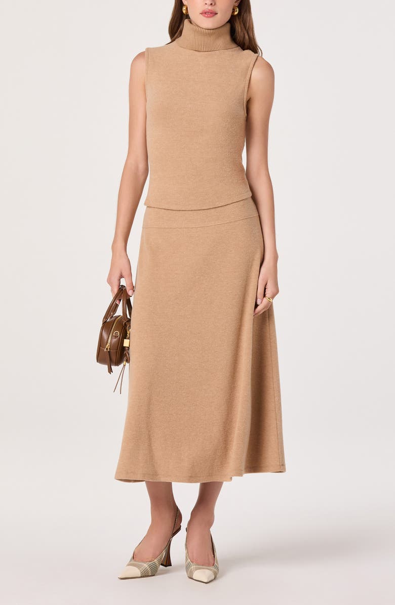 ASTR the Label Knit Midi Skirt, Alternate, color, Tan