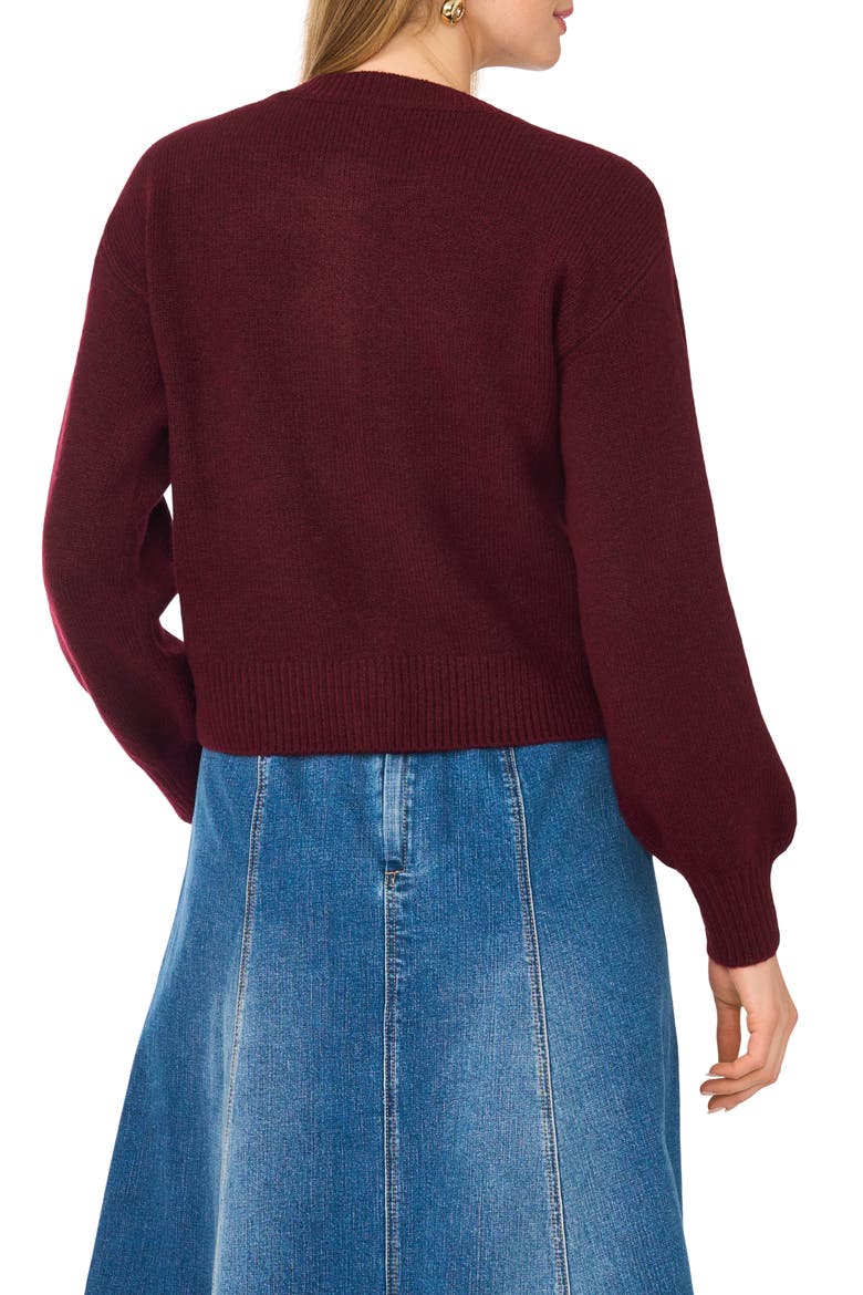 Gold Button Cardigan, Alternate, color, WINE