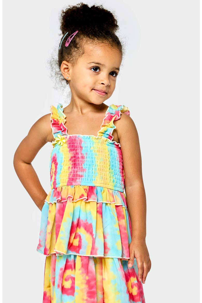 Kids' Tie Dye Smocked Dress, Alternate, color, PNK MULTI