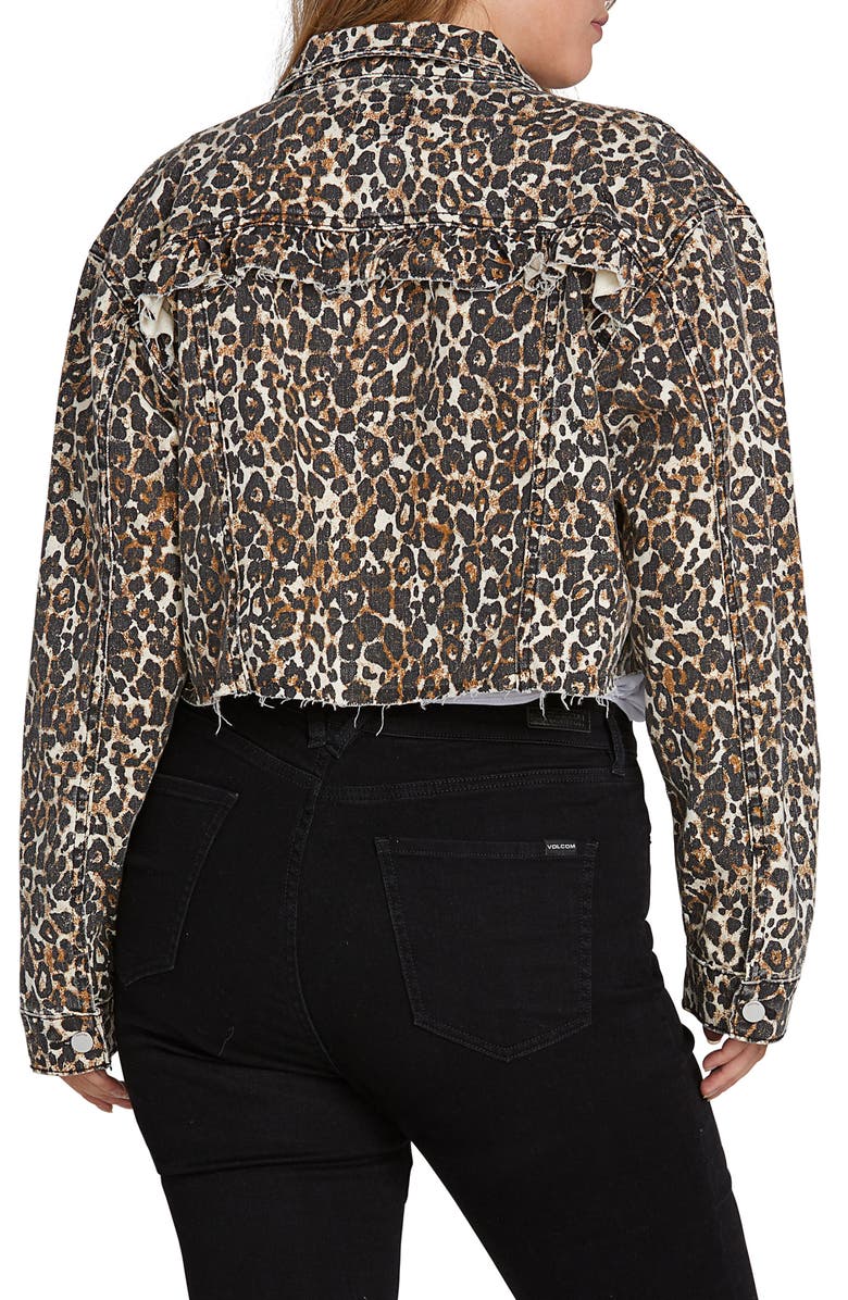 Volcom Super Stoney Leopard Print Denim Jacket, Alternate, color,
