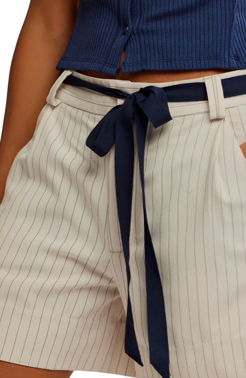 Free People Perfect Prep Pleated Stripe Shorts In White