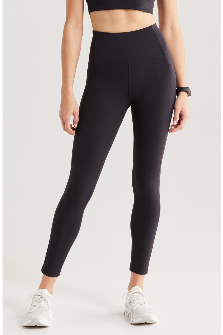 Studio Luxe High Waist Pocket 7/8 Leggings, Main, color, BLACK