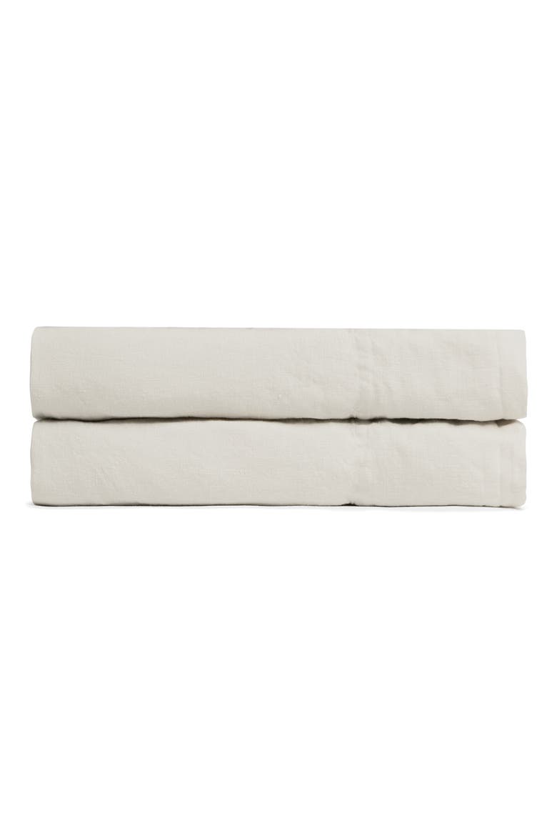 Linen Fitted Sheet, Main, color, BONE