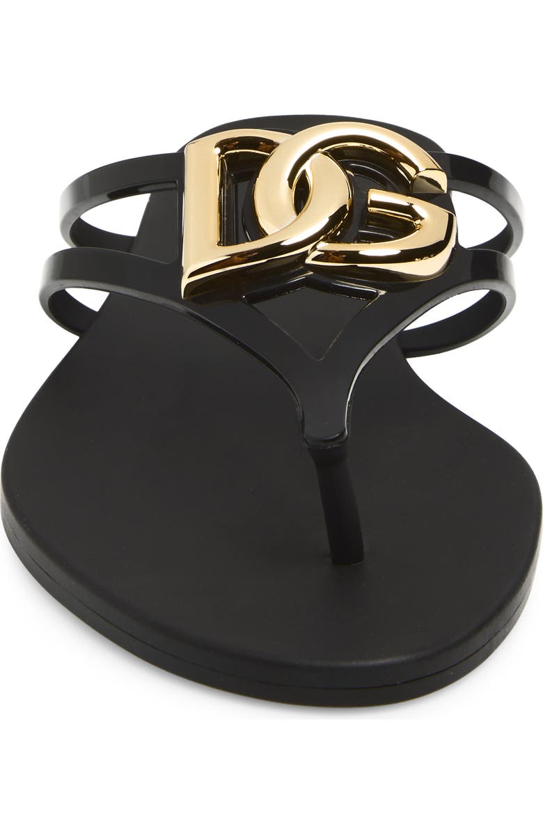 Dolce&Gabbana Logo Flip Flop, Alternate, color, Nero/ Oro