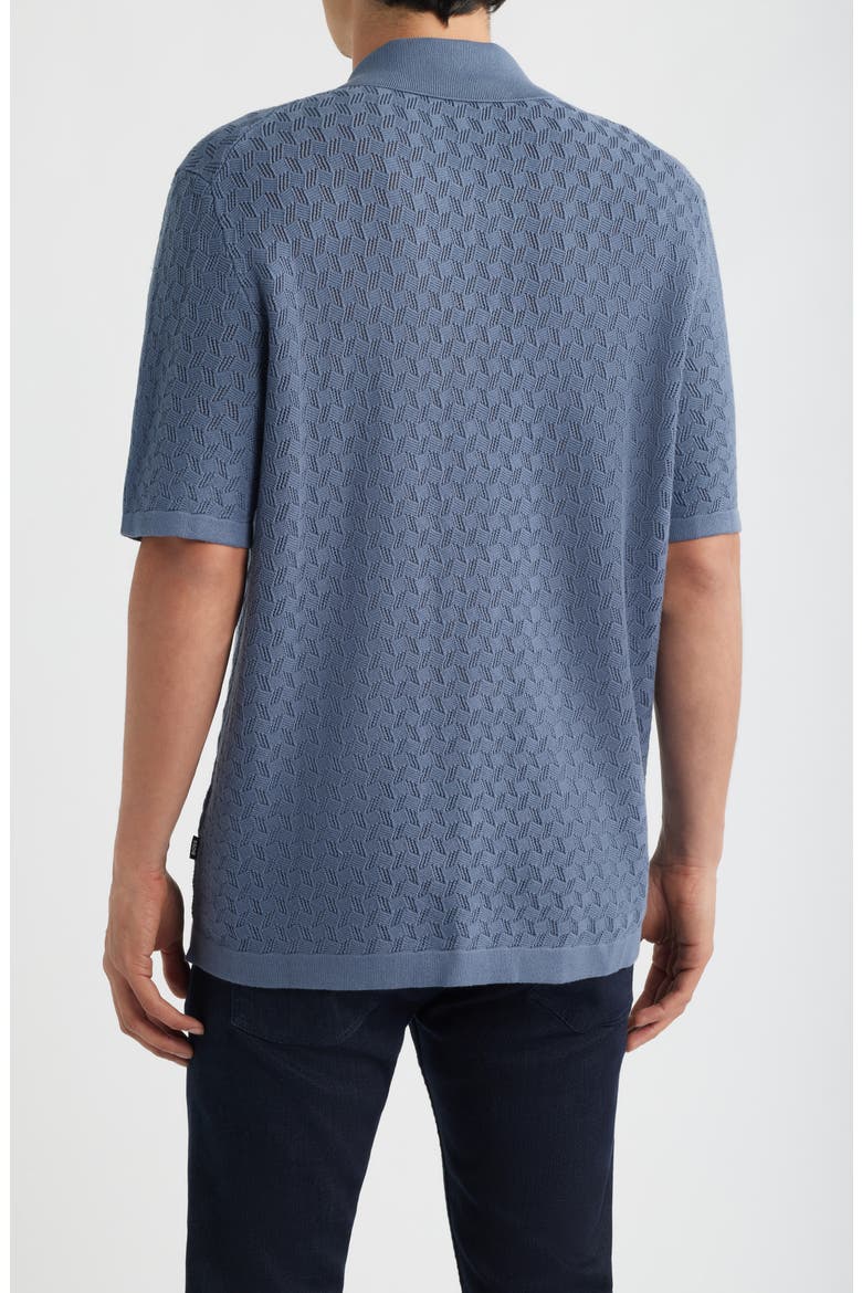 Nappo Pointelle Short Sleeve Button-Up Shirt, Alternate, color, OPEN BLUE