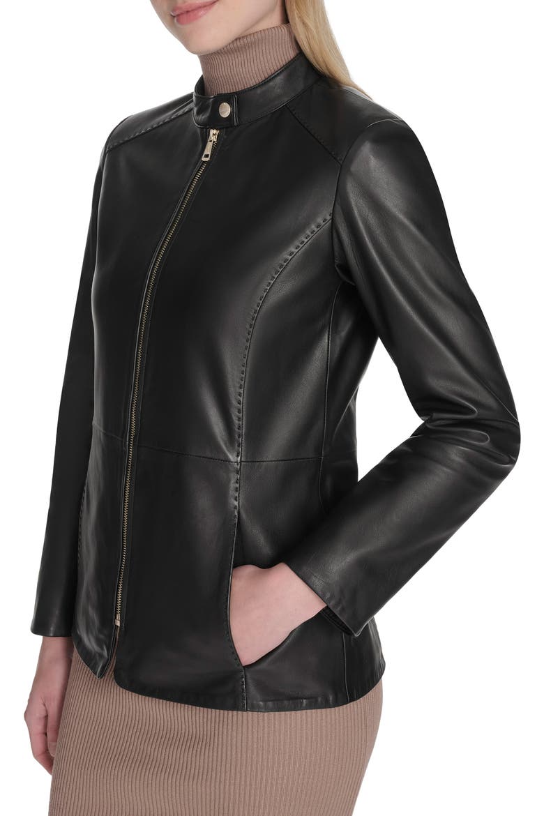 Leather Biker Jacket, Alternate, color, BLACK