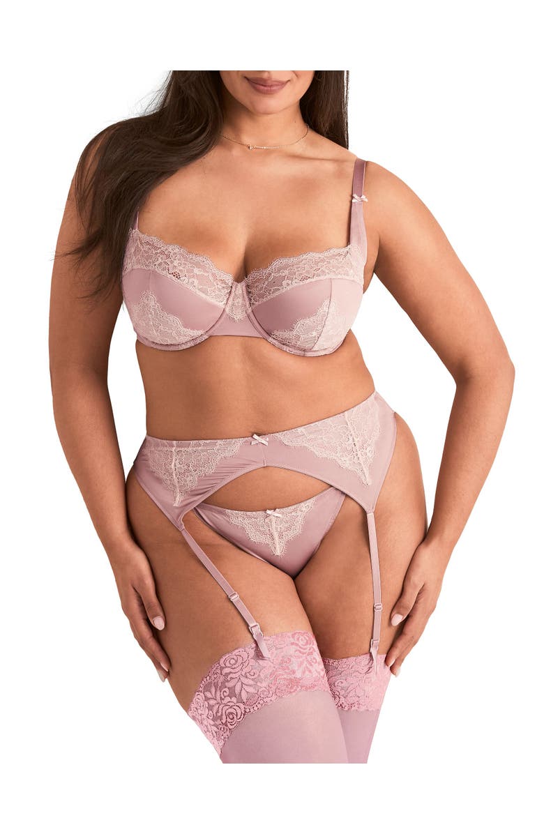 Adore Me Amrenn Garter Belt Lingerie, Main, color, Medium Beige