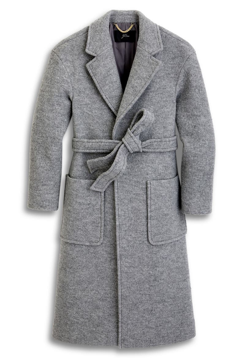 Long Wrap Coat in Italian Boiled Wool, Main, color, SNOWY CEMENT
