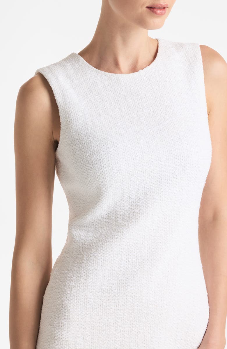 ST. JOHN Sleeveless Bouclé Knit Sheath Dress, Alternate, color, Optic White