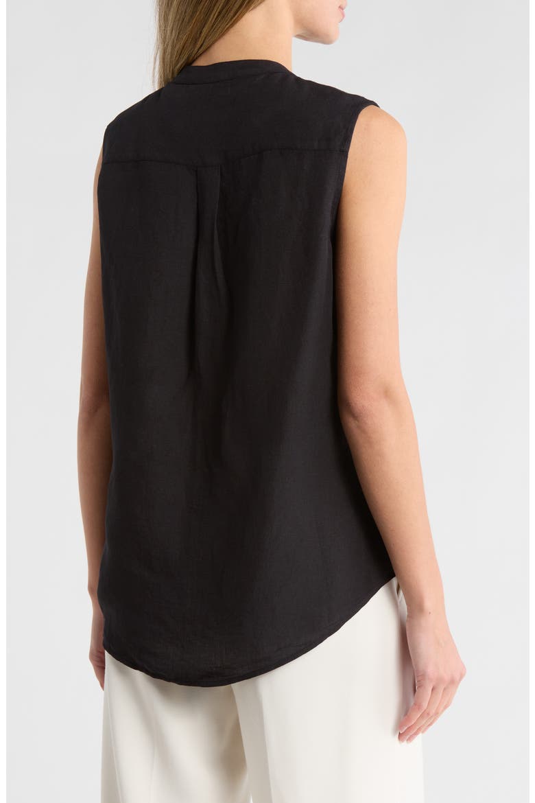 Ruffle Sleeve Linen Top, Alternate, color, BLACK