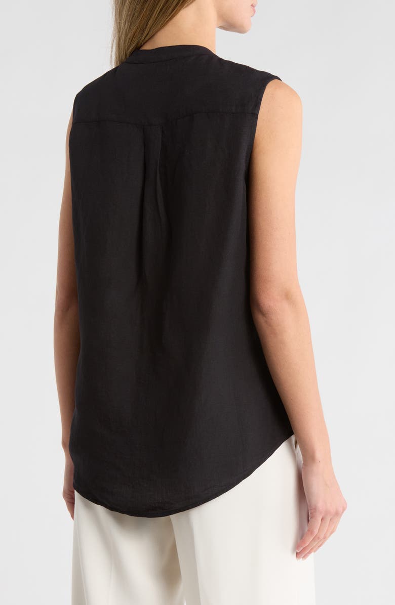 AREA STARS Ruffle Sleeve Linen Top, Alternate, color, Black