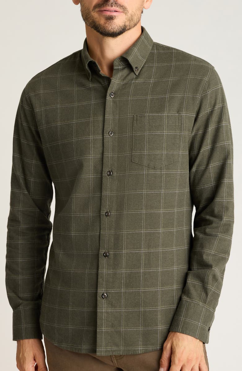Bonobos Everyday Windowpane Check Lightweight Cotton Stretch Flannel Button-Down Shirt, Main, color, Windowpane