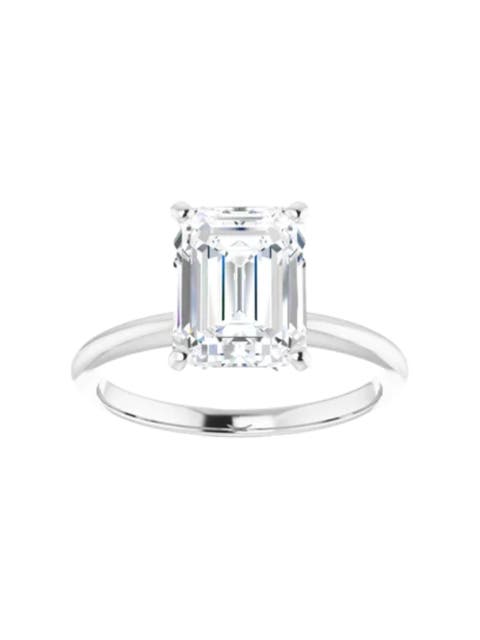 3.00Ct Platinum Certified Lab Grown Emerald Cut Diamond Engagement Ring