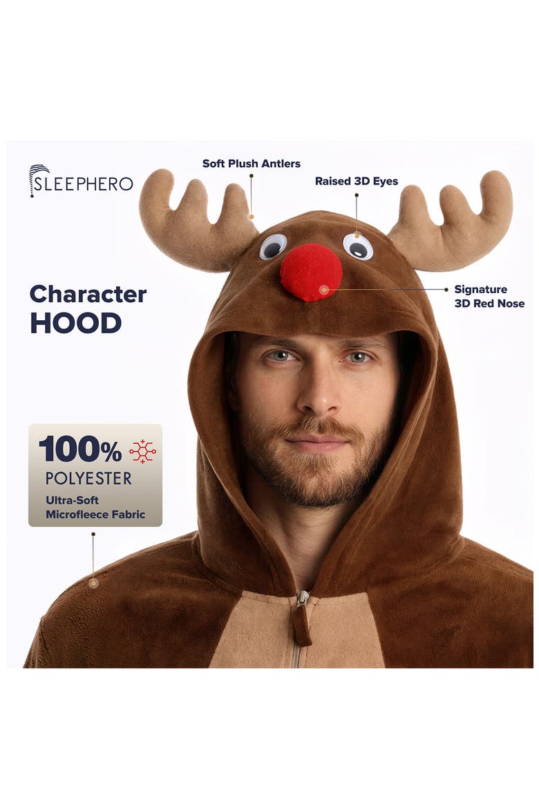 Novelty Reindeer Fleece Bodysuit, Alternate, color, REINDEER