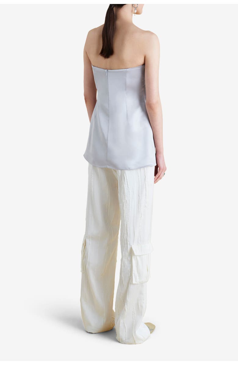 Marina Moscone Crinkled Satin Cargo Trouser, Alternate, color, Ivory