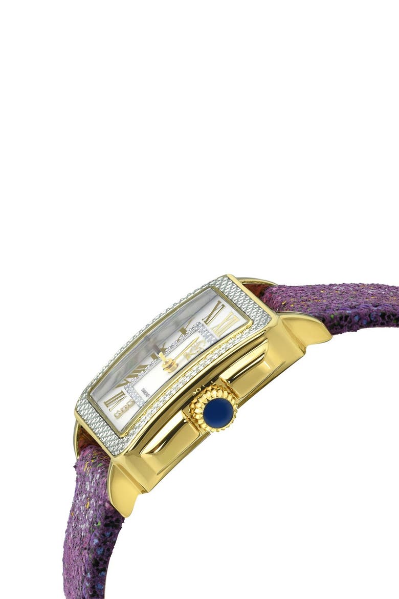 Padova Diamond Leather Strap Watch, 27mm x 30mm - 0.014 ctw, Alternate, color, PURPLE MULTI