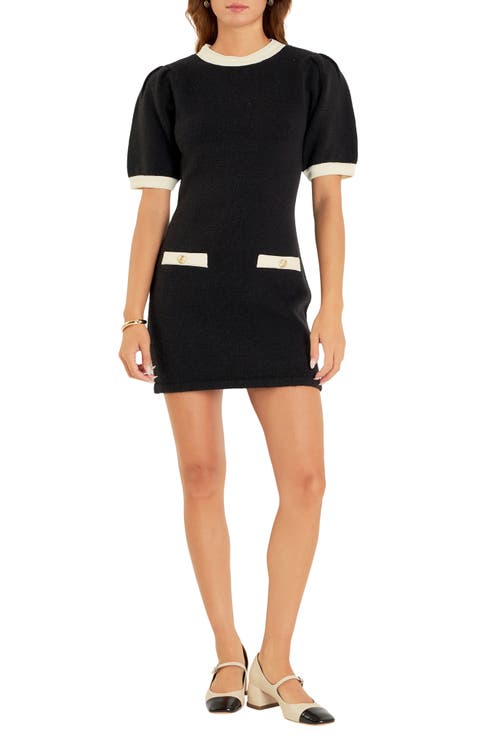 Contrast Trim Sweater Minidress