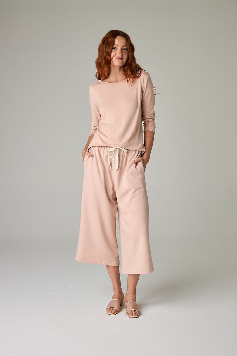 Nasaya Eco-Luxe Rib Bateau Neck 3/4 Length Sleeve Top - Ultra-Luxe Flow, Alternate, color, Rose Quartz
