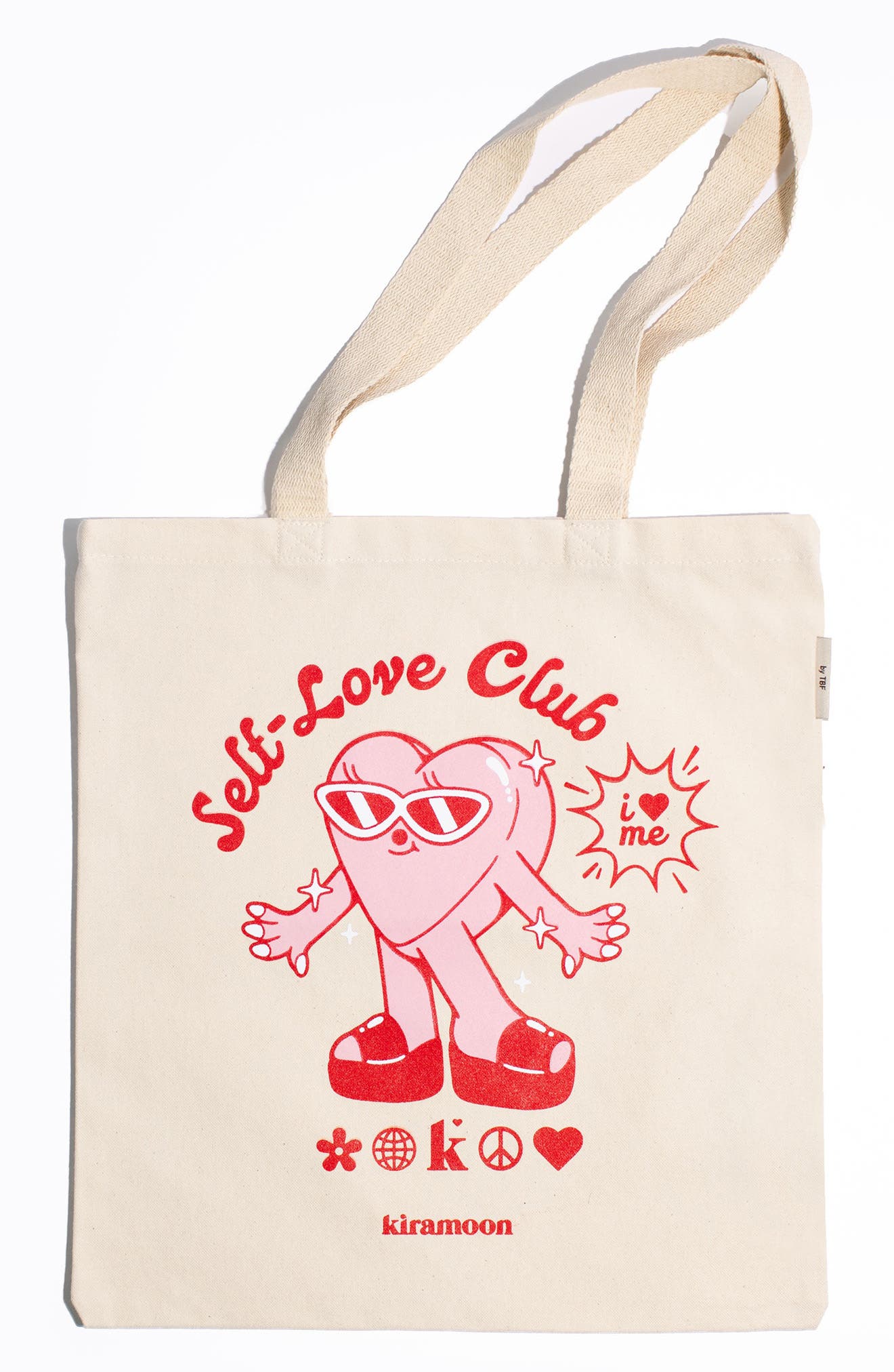 Kiramoon Self-Love Club Tote in Cream/Red/Pink 