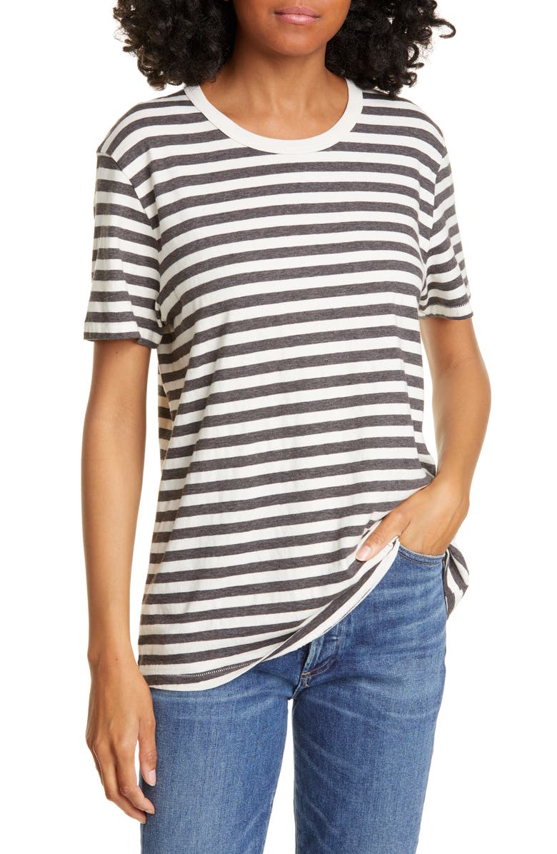 Jenni Kayne Stripe Cotton Blend Boy Tee, Main, color, 