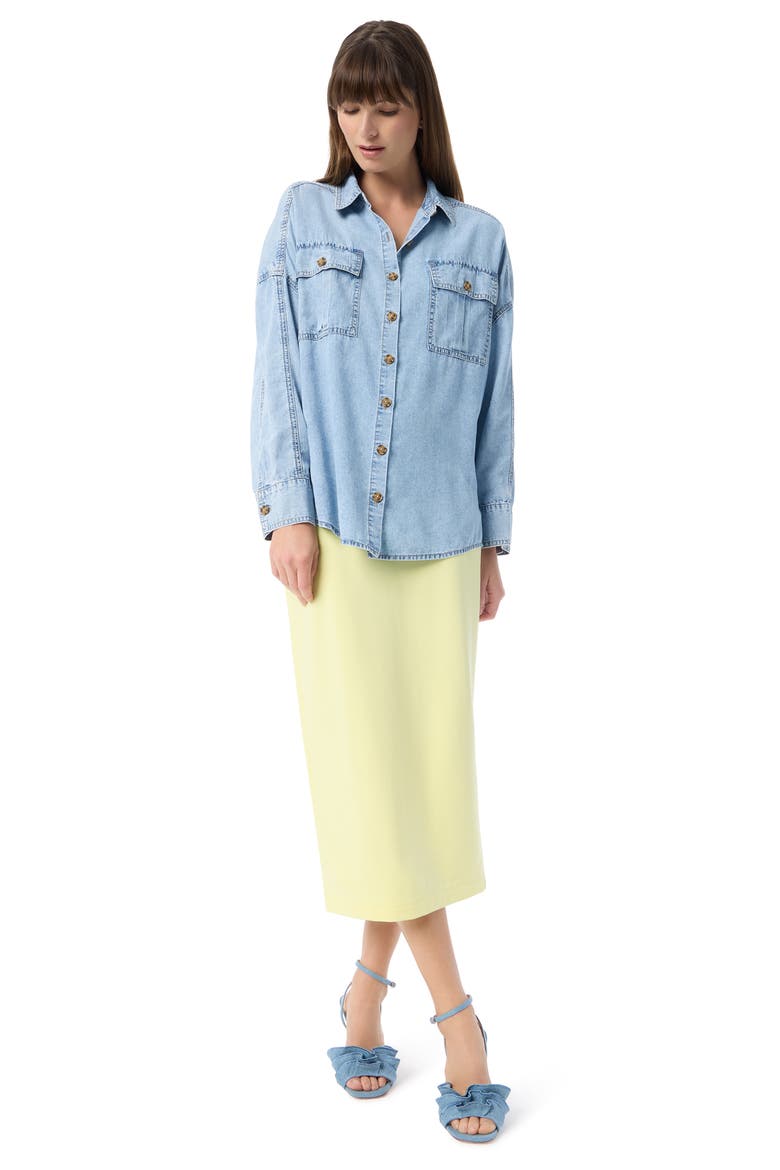 Abigail Oversize Cotton Blend Button-Up Shirt, Alternate, color, AERO WASH