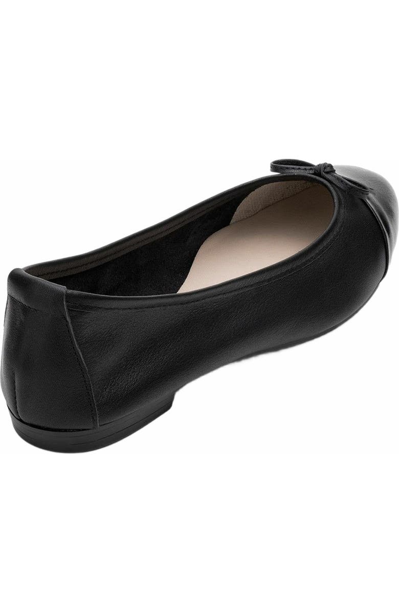 Forever & Always Shoes Rayne Cap Toe Leather Ballet Flats, Alternate, color, Black Leather