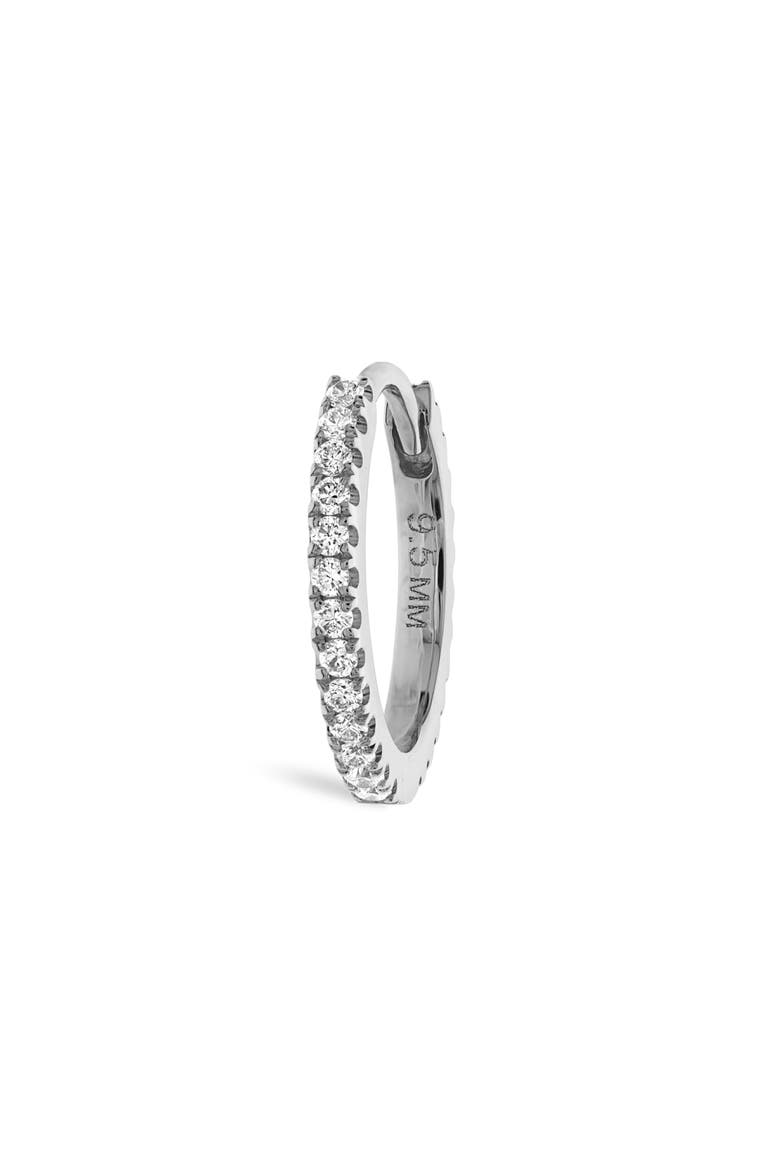 Diamond Eternity Single Clicker Hoop Earring, Main, color, 18K WHITE GOLD/ DIAMOND
