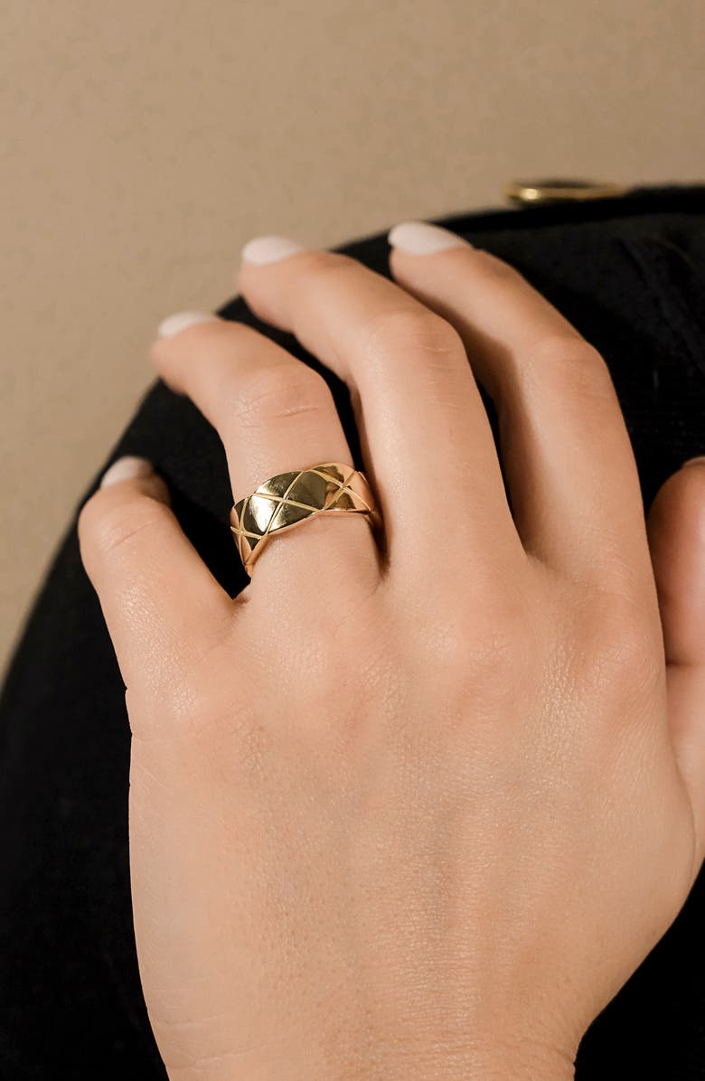 Sterling Forever Audrey Quilted Ring, Alternate, color, Gold