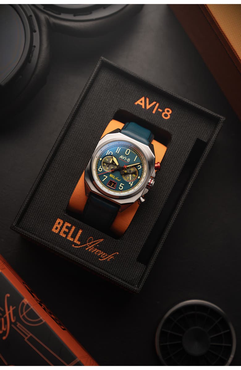 AVI-8 Bell X-1 Machbuster Chronograph Watch, 41mm, Alternate, color, Blue