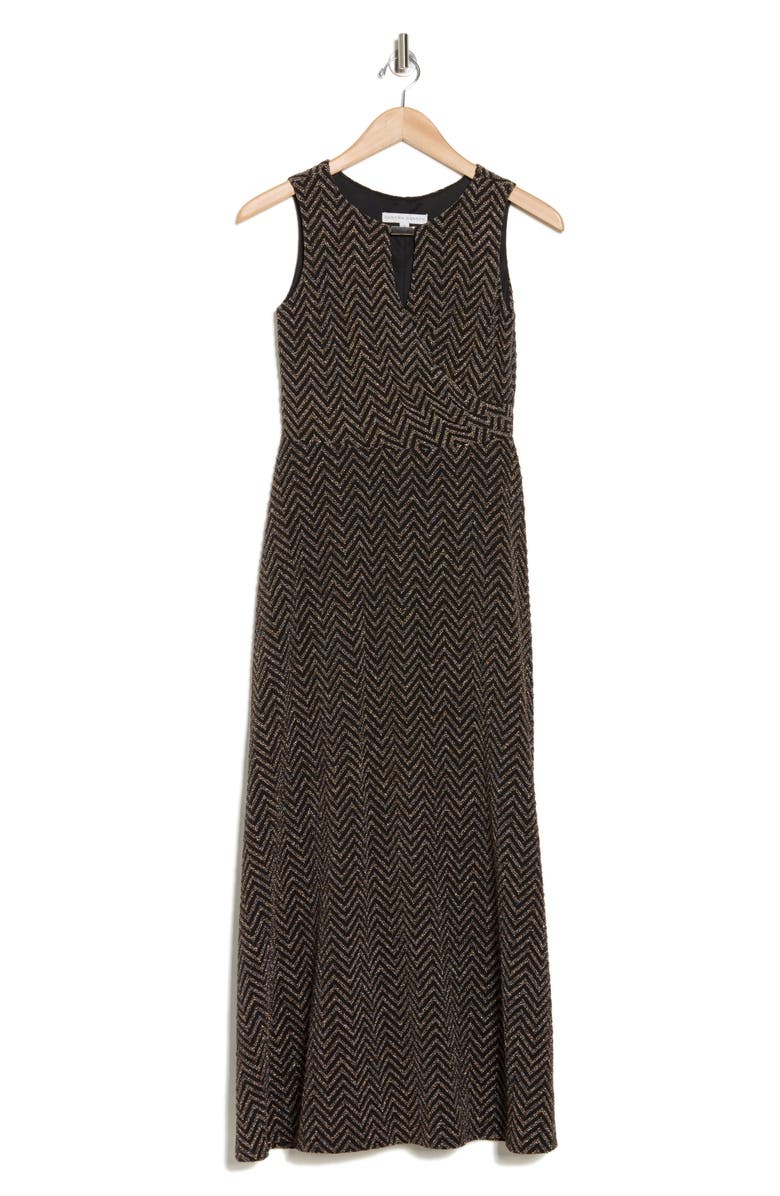SANDRA DARREN Chevron Sleeveless Faux Wrap Dress, Alternate, color, 