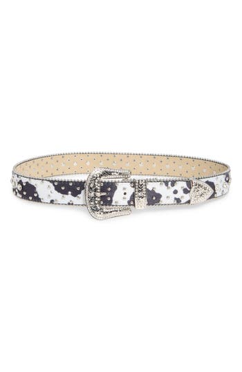 Vince Camuto Western Studded Animal Print Belt In Multi