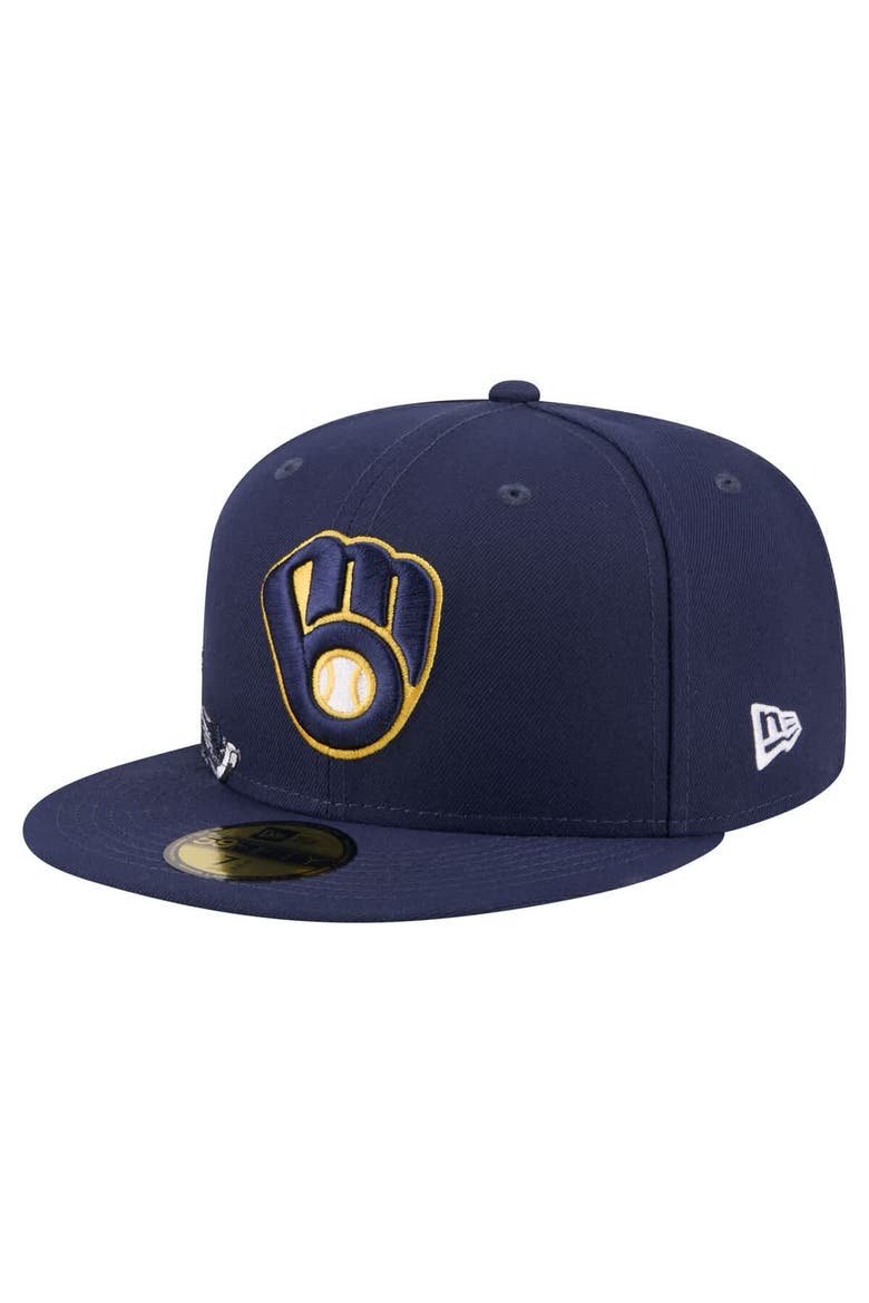 Men's New Era Navy Milwaukee Brewers Run Mascot 59FIFTY Fitted Hat, Alternate, color, Navy