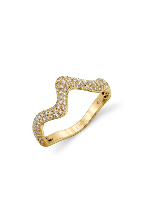 Wave 18K Gold Diamond Pavé Ring