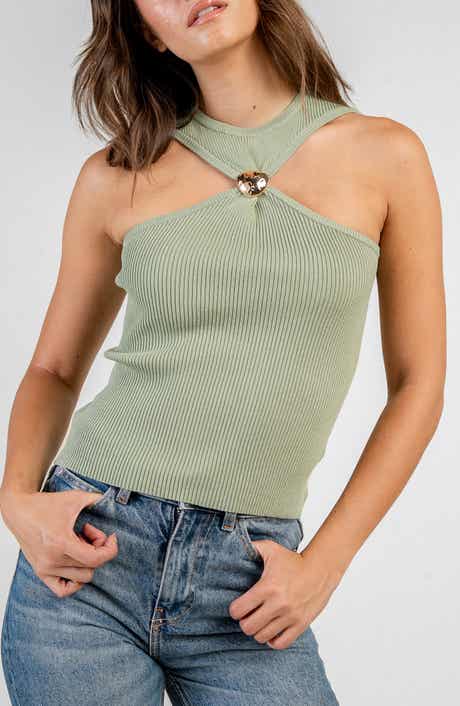 Ribbed Knit Halter Tank