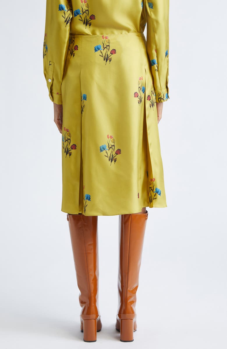 Marni Tulip Print Pleated Silk Twill Midi Skirt, Alternate, color, 