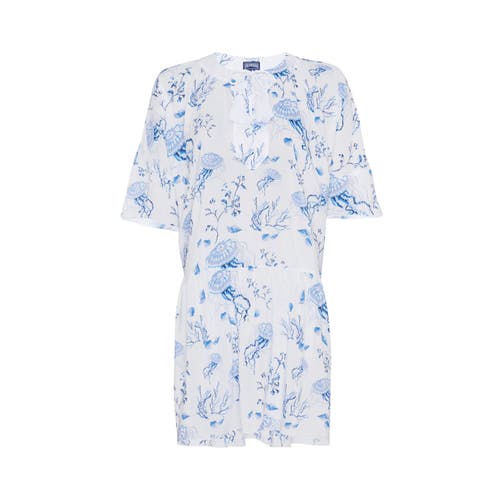 Vilebrequin Viscose Dress Medusa And Shells In Blue