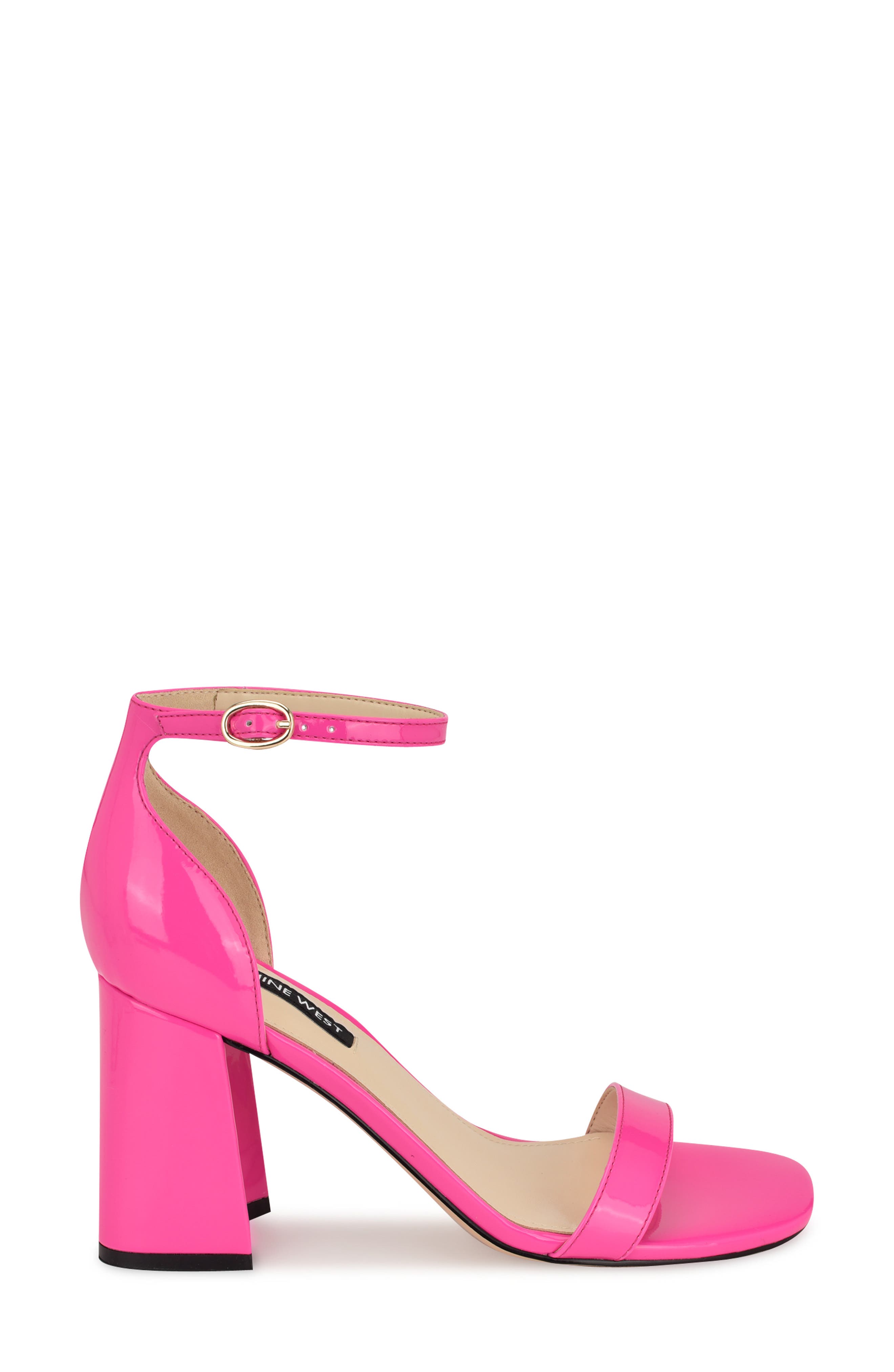 Nine West Ilea Patent Ankle Strap Sandal, Alternate, color, Bright Pink