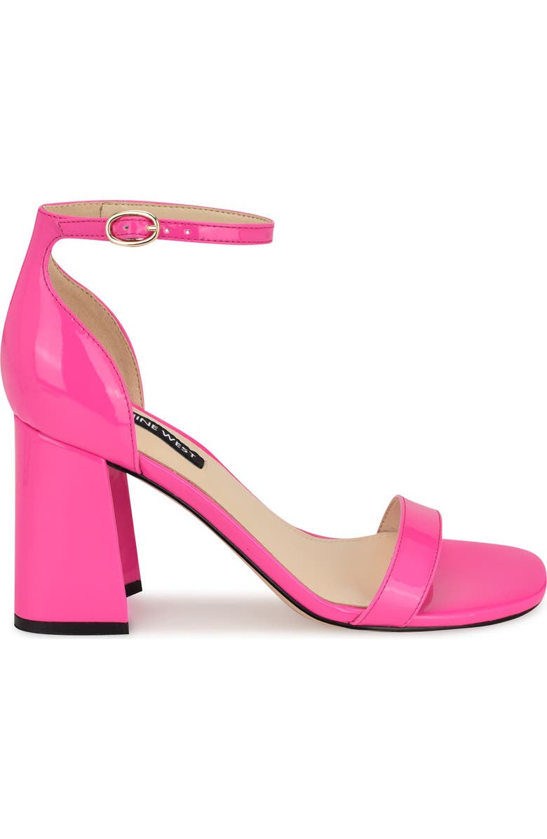 Nine West Ilea Patent Ankle Strap Sandal, Alternate, color, Bright Pink