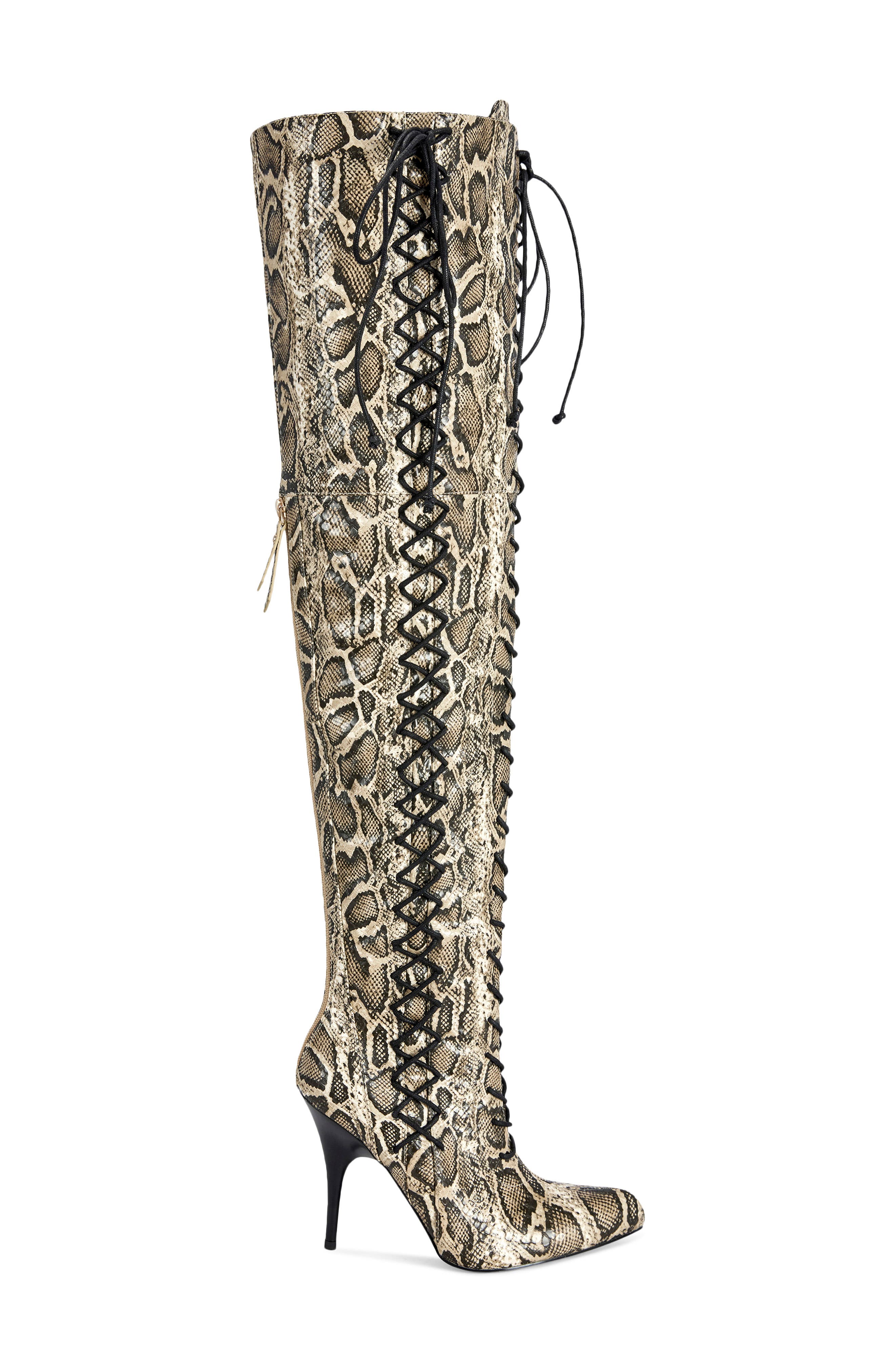 Calyx Snake Embossed Over the Knee Boot, Alternate, color, BEIGE MULTI