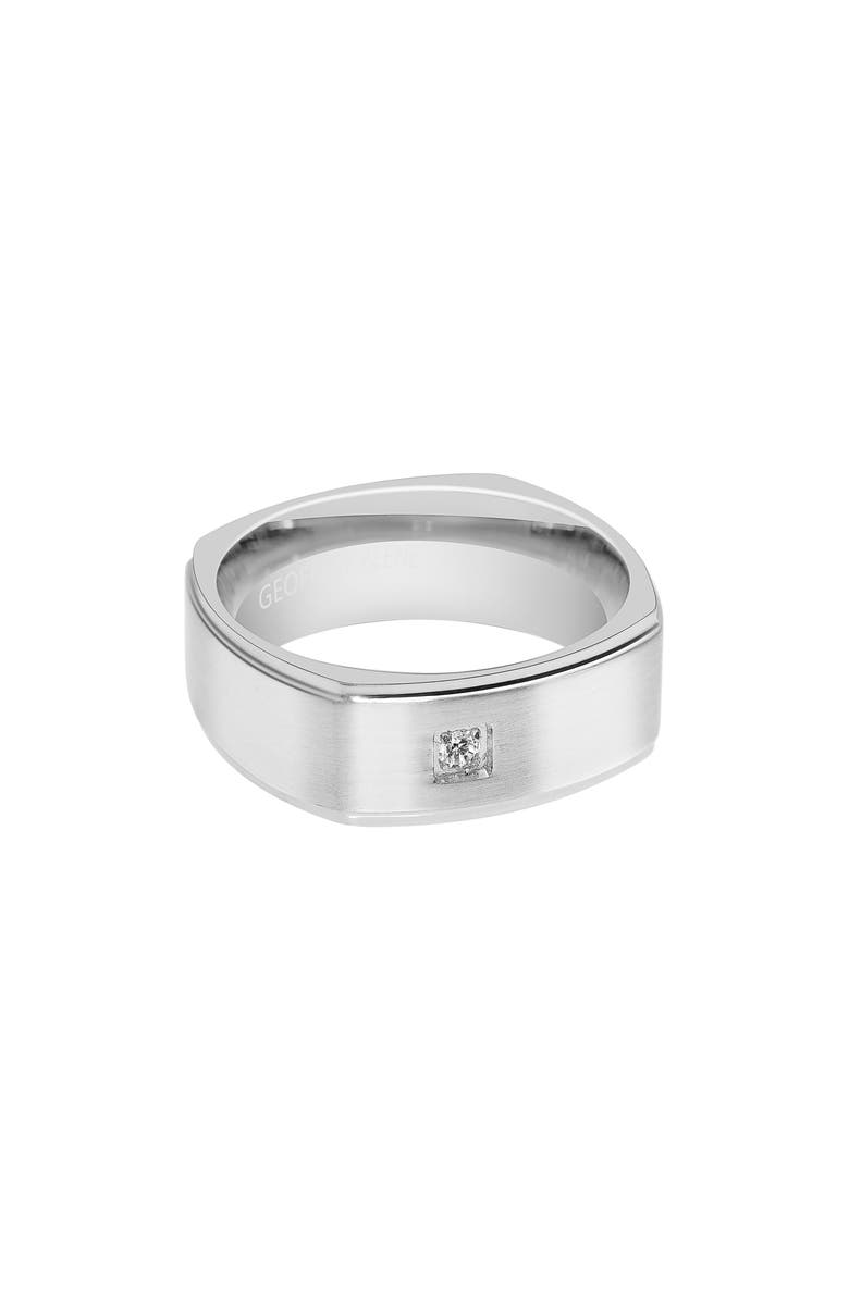 GEOFFREY BEENE Men's Cubic Zirconia Band Ring, Alternate, color, Silver