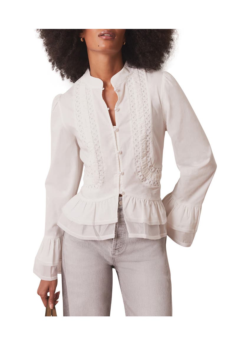 Lace Ruffle Blouse, Main, color, Ivory