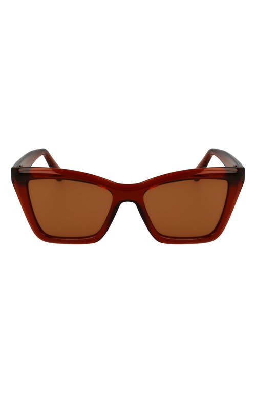 Ferragamo 53mm Rectangualr Sunglasses In Transparent Rust